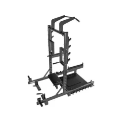 Station power rack à squat polyvalente avec fonction hip trust - Barres à dips et barre de traction intégrée