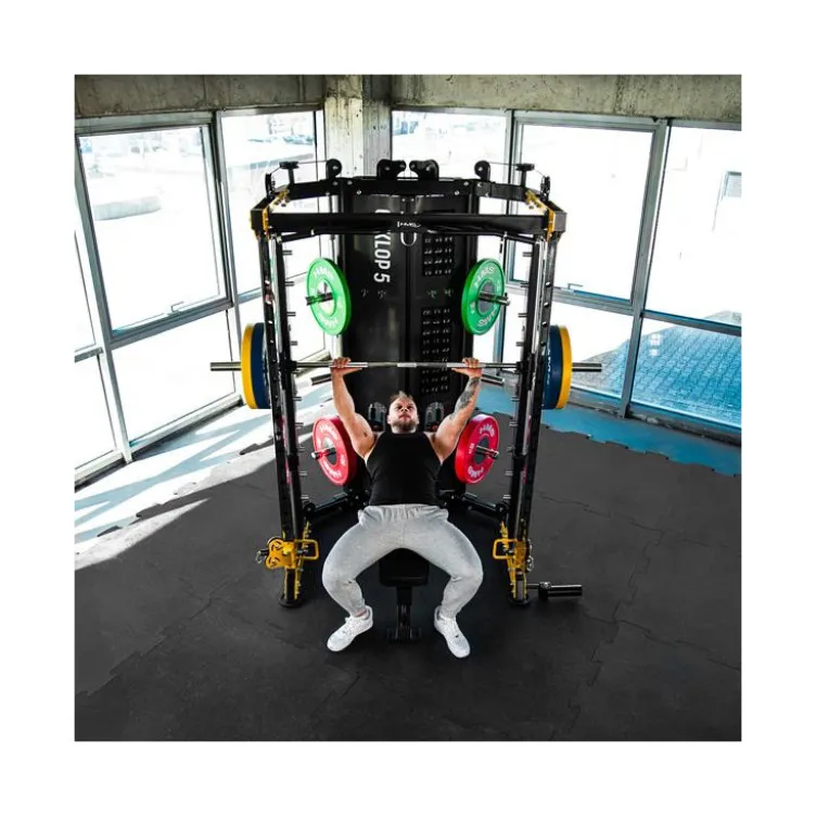 Station power rack 2 x 90 kg avec poulie vis à vis et multipress - Set d'accessoires inclus et capacité de charge 1000 kg