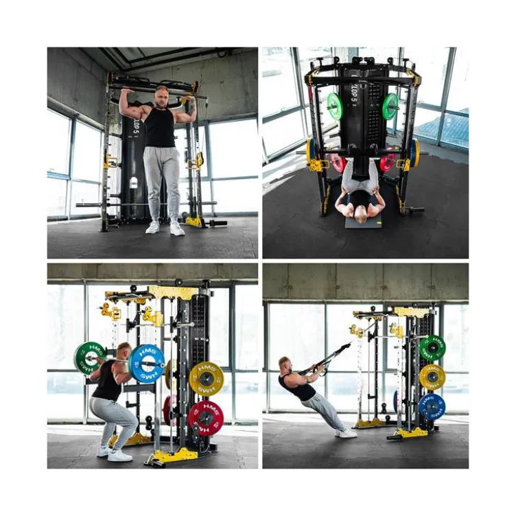 Station power rack 2 x 90 kg avec poulie vis à vis et multipress - Set d'accessoires inclus et capacité de charge 1000 kg