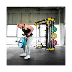 Station power rack 2 x 90 kg avec poulie vis à vis et multipress - Set d'accessoires inclus et capacité de charge 1000 kg