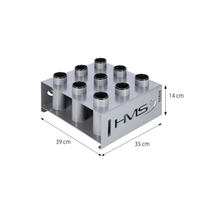 Support de rangement au sol pour barres de musculation olympiques 50 mm - Rangement vertical pour 9 Barres