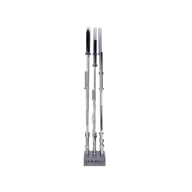 Support de rangement au sol pour barres de musculation olympiques 50 mm - Rangement vertical pour 9 Barres