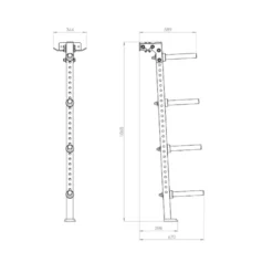 Support de rangement compact à fixation murale pour barres et poids de musculation - ATX