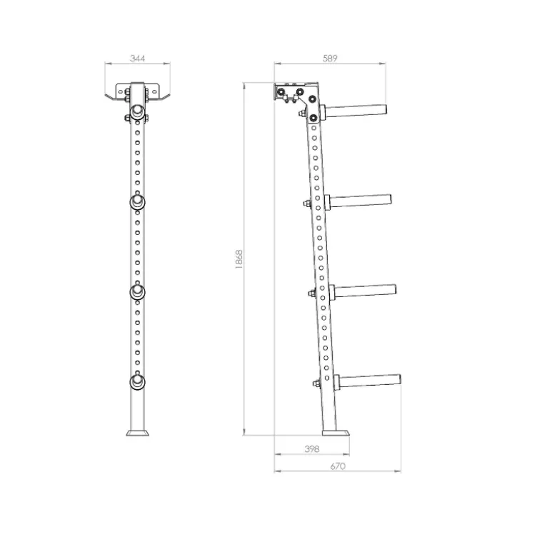 Support de rangement compact à fixation murale pour barres et poids de musculation - ATX