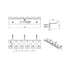 Support de rangement mural en acier pour 5 barres de musculation standards