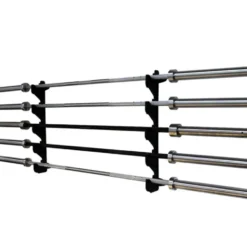 Support de rangement mural pour 5 barres de musculation en position horizontale