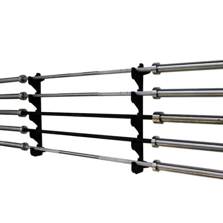 Support de rangement mural pour 5 barres de musculation en position horizontale