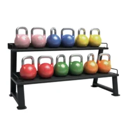 Support de rangement 2 plateaux pour Kettlebells robuste pour home gym ou salle pro