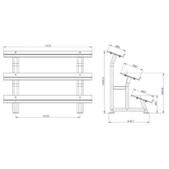Support de rangement sur 3 étages pour haltères hexagonaux - Capacité de charge 450 kg - Titanium Strength
