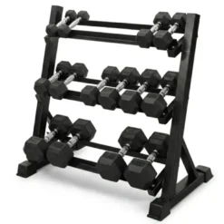 Support de stockage horizontal pour haltères de musculation 3 niveaux - Rack de rangement professionnel Max 300 kg
