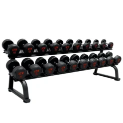 Support de stockage professionnel pour 10 paires d'haltères - 2 rangs