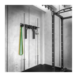 Support horizontal de rangement à fixation murale ATX avec crochets pour accessoires de musculation et barres de musculation