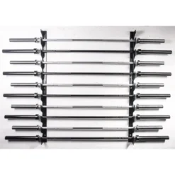 Support mural horizontal pour rangement de 6 ou 10 barres olympiques