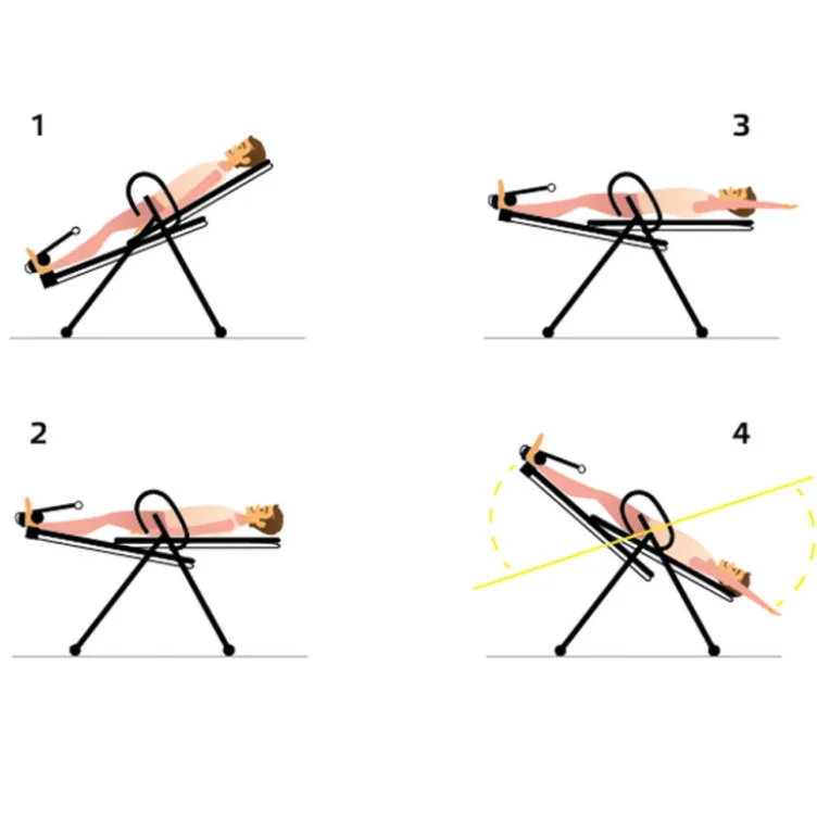 Table d'inversion en acier avec rembourrage confortable et option à 90° - Bienfaits corporels