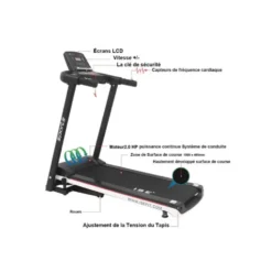 Tapis de course haute qualité avec écran LCD multifonctions pour homegym