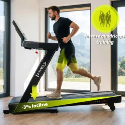 Tapis de course inclinable et déclinable avec vitesse ajustable de 1 à 22 km/h - Écran LED connecté et structure pliable