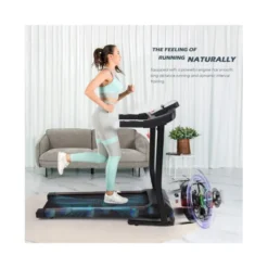 Tapis de course éléctrique 14 km/h silencieux et pliable avec support pour Ipad
