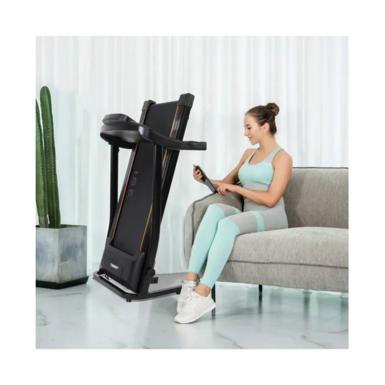 Tapis de course éléctrique 14 km/h silencieux et pliable avec support pour Ipad