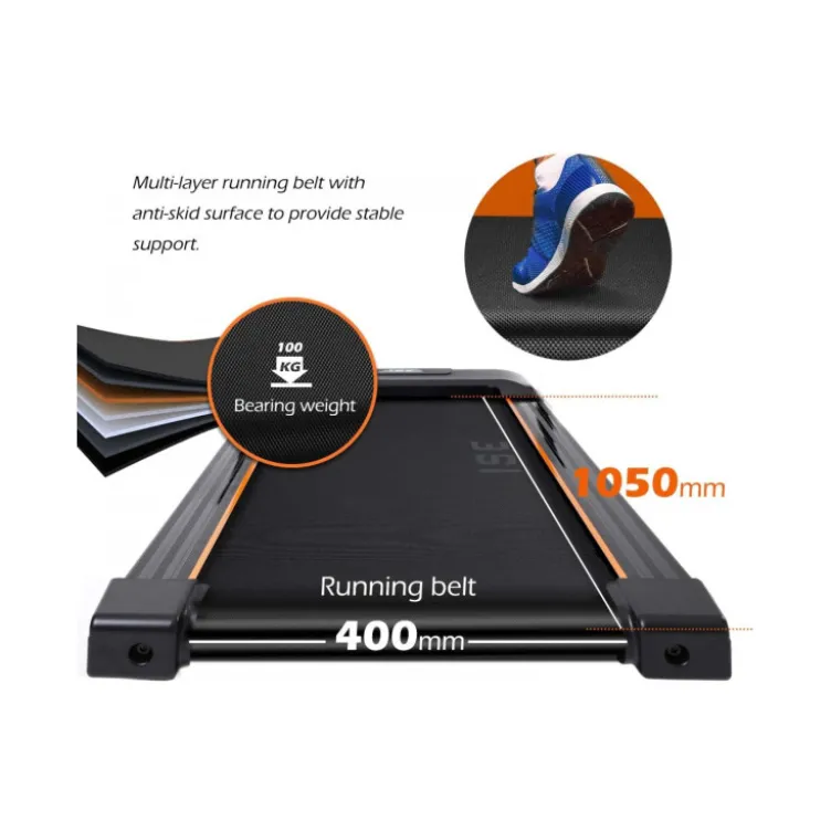 Tapis de course éléctrique 14 km/h silencieux et pliable avec support pour Ipad