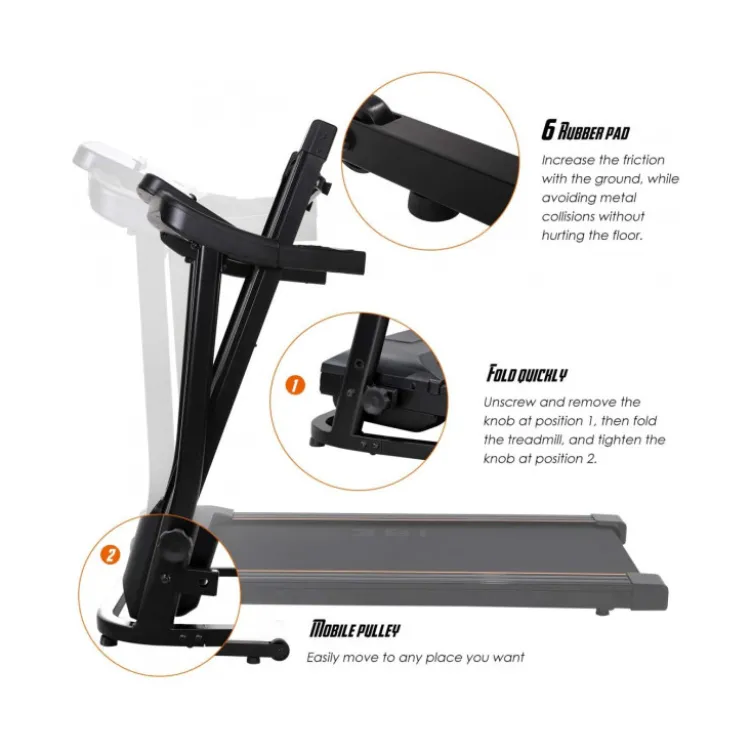 Tapis de course éléctrique 14 km/h silencieux et pliable avec support pour Ipad