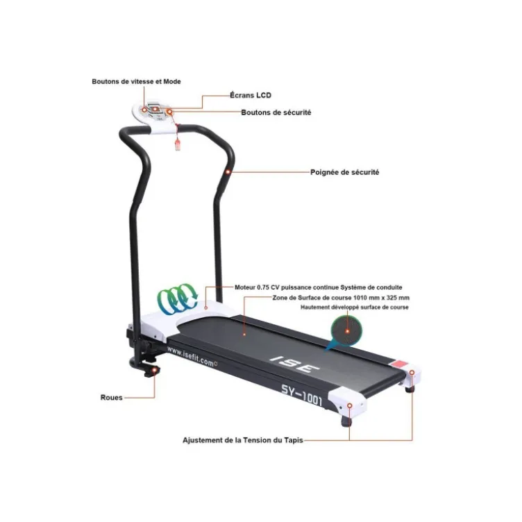 Tapis de course éléctrique pliable compact pour entraînement à domicile
