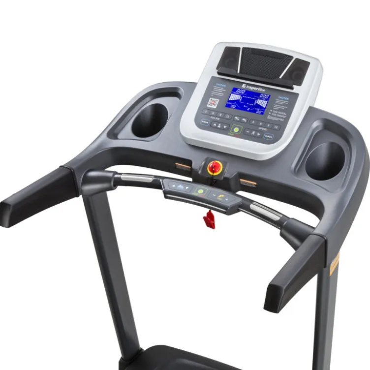 Tapis de course pliable avec ceinture pectorale et capteurs de fréquence cardiaque pour séance de cardio en homegym