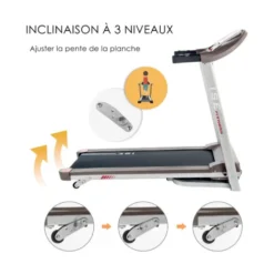 Tapis de course pliable et dépliable avec écran LCD multifonctions pour sport à domicile