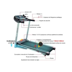 Tapis de course pliable et dépliable avec écran LCD multifonctions pour sport à domicile