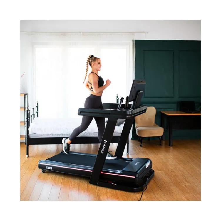 Tapis de course pliable et inclinable avec grande surface de course de 145 x 55 cm - 1 à 22 km/h max avec Bluetooth et Wifi