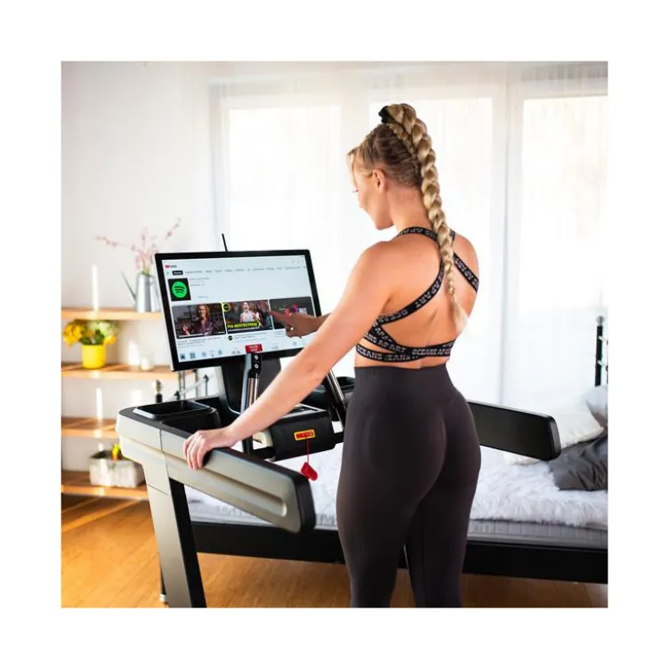 Tapis de course pliable et inclinable avec grande surface de course de 145 x 55 cm - 1 à 22 km/h max avec Bluetooth et Wifi