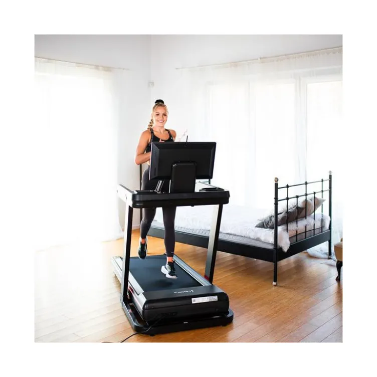 Tapis de course pliable et inclinable avec grande surface de course de 145 x 55 cm - 1 à 22 km/h max avec Bluetooth et Wifi