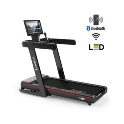 Tapis de course pliable et inclinable avec grande surface de course de 145 x 55 cm - 1 à 22 km/h max avec Bluetooth et Wifi