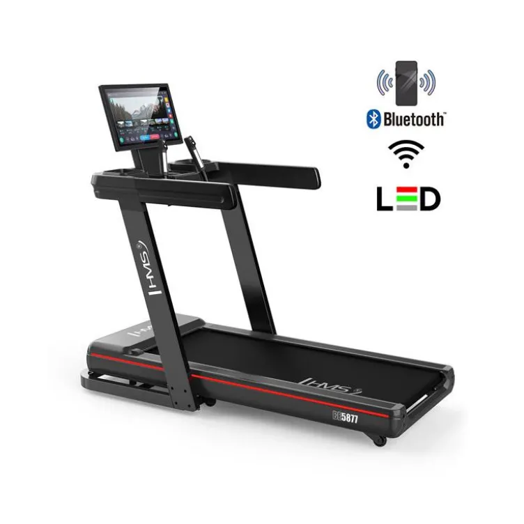 Tapis de course pliable et inclinable avec grande surface de course de 145 x 55 cm - 1 à 22 km/h max avec Bluetooth et Wifi