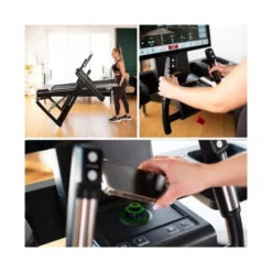 Tapis de course pliable et inclinable avec grande surface de course de 145 x 55 cm - 1 à 22 km/h max avec Bluetooth et Wifi