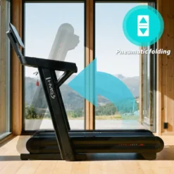 Tapis de course pliable 1 à 22 km/h avec système d'inclinaison et de déclinaison de -3 à 12 % - Écran TFT connecté et rotatif