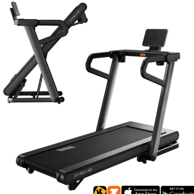 Tapis de course pliable ZenRun 40 avec support pour tablette vitesse 1 à 18,8 km/h pour cardio à la maison