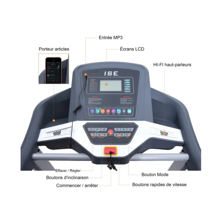 Tapis de course pour home-gym 25 programmes d'entraînement inclinaison automatique