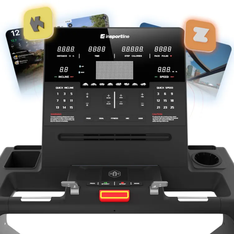 Tapis de course PRO 6 CV avec puissance réglable de 0,5 à 25 km/h et inclinaison électronique jusqu'à 14 % - Wi-Fi intégré