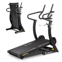 Tapis de course professionnel Hill Pro sans moteur pliable et inclinable pour exercices cardio