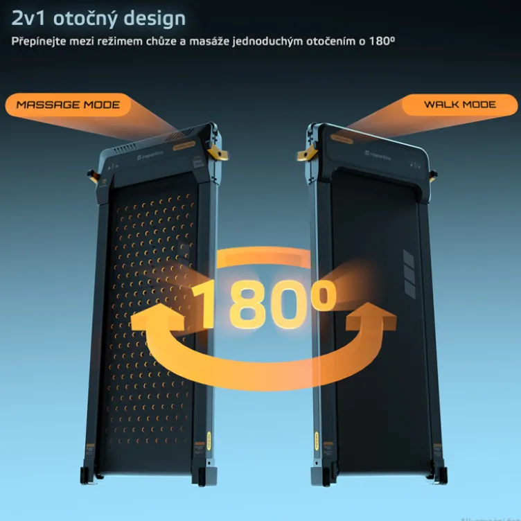 Tapis de marche incliné à 5% ZenRun NOON avec vitesse de 1 à 12 km/h - Double fonctionnalité avec surface massante