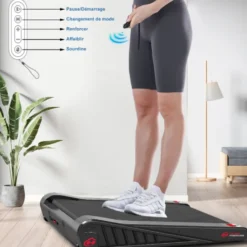 Tapis de marche à moteur inclinable à 5 % et vitesse 1 à 6 km/h compact pour cardio à domicile
