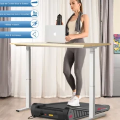 Tapis de marche à moteur inclinable à 5 % et vitesse 1 à 6 km/h compact pour cardio à domicile