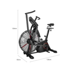 Vélo Air Bike multi-réglable avec ordinateur de bord LCD et roues de transport - Cardio-training