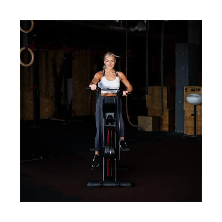 Vélo Air Bike multi-réglable avec ordinateur de bord LCD et roues de transport - Cardio-training