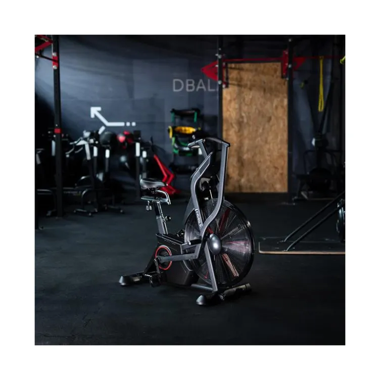 Vélo Air Bike multi-réglable avec ordinateur de bord LCD et roues de transport - Cardio-training