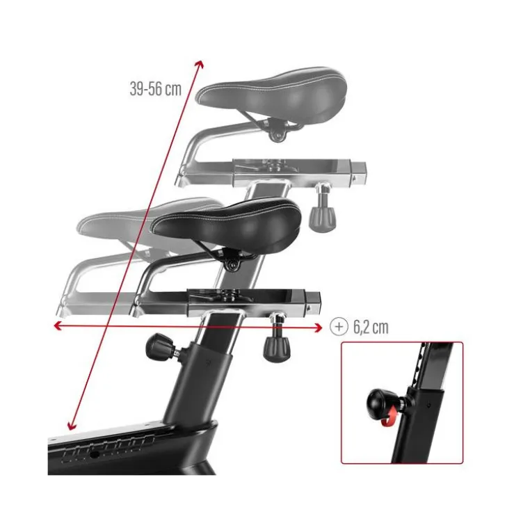 Vélo Air Bike multi-réglable avec ordinateur de bord LCD et roues de transport - Cardio-training
