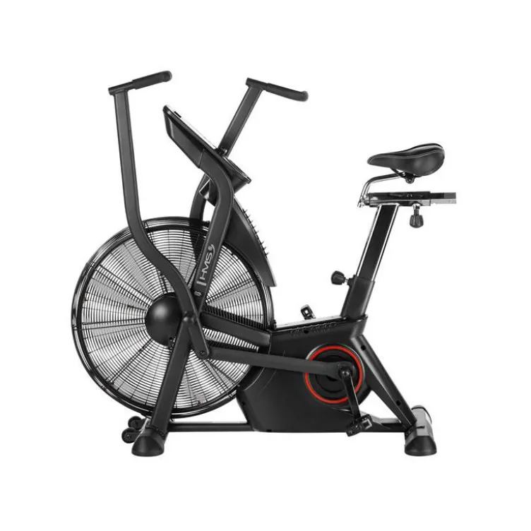 Vélo Air Bike multi-réglable avec ordinateur de bord LCD et roues de transport - Cardio-training