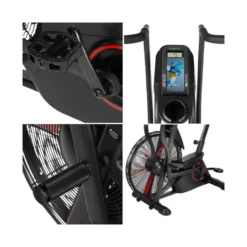 Vélo Air Bike multi-réglable avec ordinateur de bord LCD et roues de transport - Cardio-training