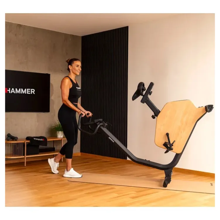 Vélo d'appartement Hammer en bois noble avec 16 niveaux de résistance et roue d'inertie de 8 kg
