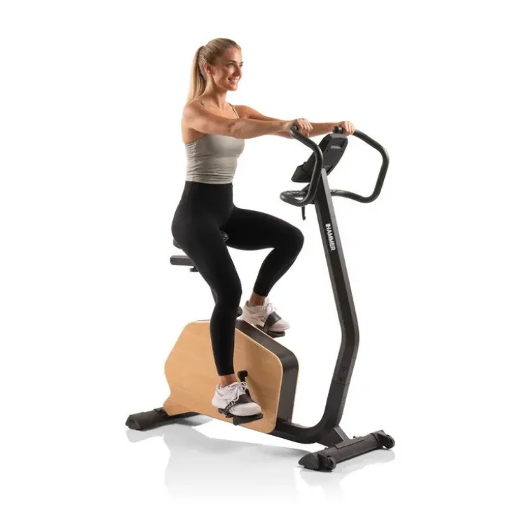 Vélo d'appartement Hammer en bois noble avec 16 niveaux de résistance et roue d'inertie de 8 kg